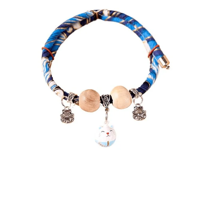 NetEase Cat Collar, Dog Plant Collar, Camphor Wood Cat Bell, Long-lasting Lock, Blue Lucky Cat (15-40cm)