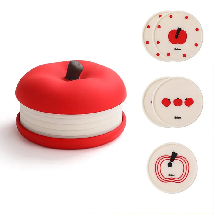 New Anti Scald And Heat-Insulating Silicone Coaster With Apple Insulation Pad [Set Of 5]