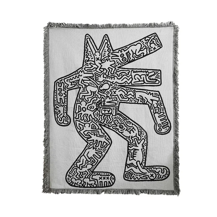 New Camping Blanket Bohemian Blanket Camping Blanket White Background Line Printing 130*160cm