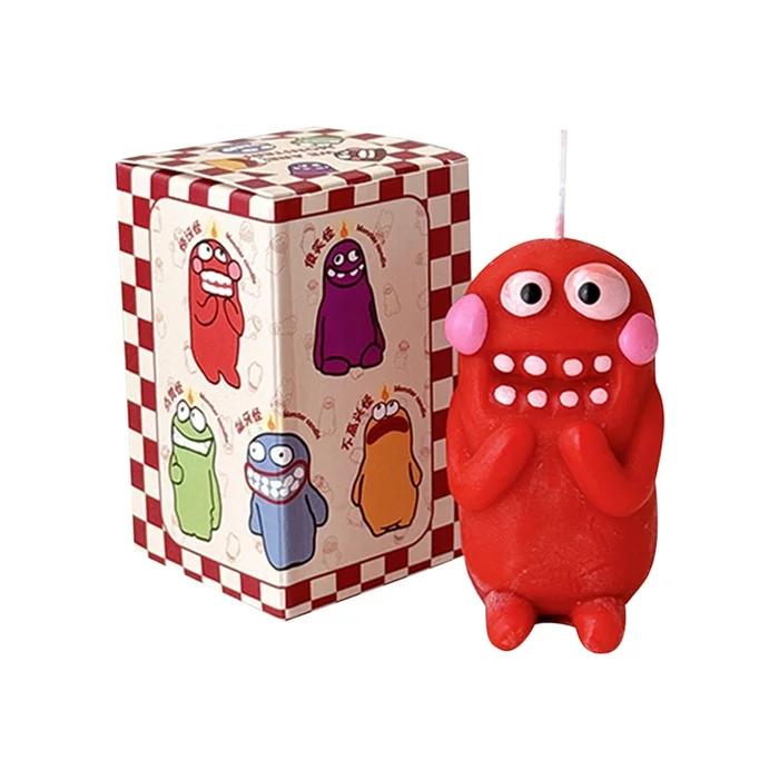 New Cartoon Creative Earth Monster Aromatherapy Candle Red Monster 【Rose Fragrance】 F