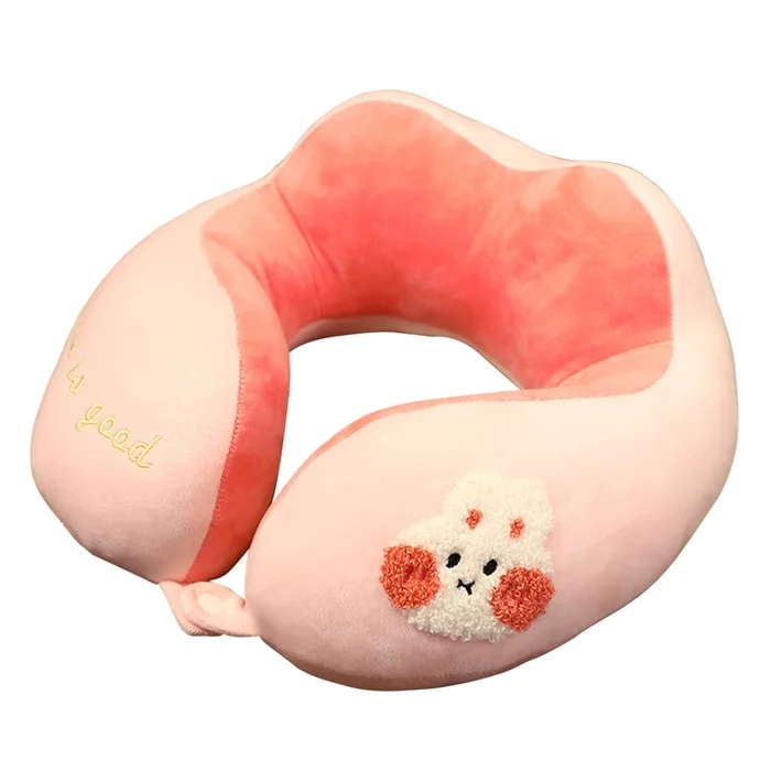 New Cartoon Portable Neck Protection Travel Headrest U-Shaped Pillow Rabbit 30 * 30cm