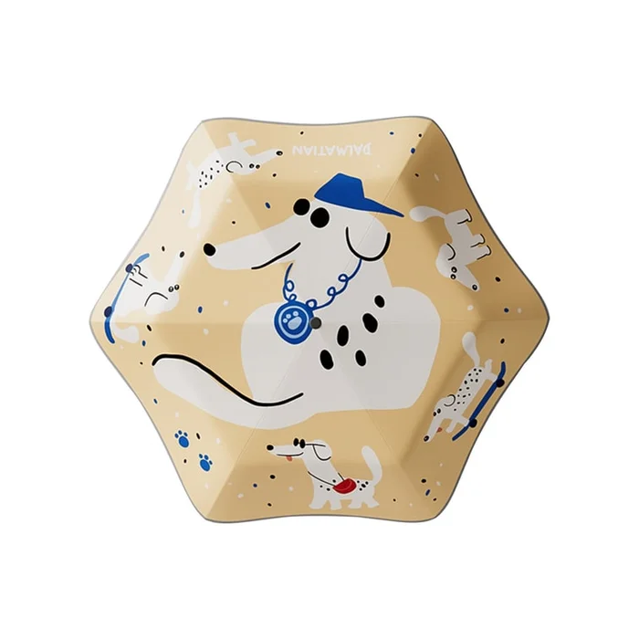 New Cartoon Rounded Corner Safety Weather Dual-Use Buckle 6-Bone Children's Umbrella Mini Poodle F