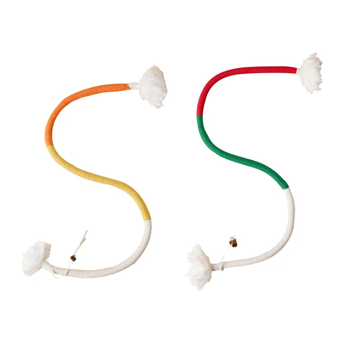 New Cat Self Pleasuring Teeth Grinding Biting Rope Toy 【 Upgraded Ball Carrying 2-piece Set 】 Orange+Red Green