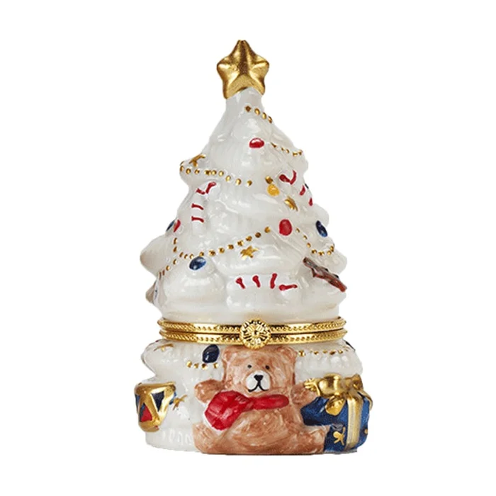 New Ceramic Christmas Tree Aromatherapy Candle Bear Christmas Tree White (Gift Set) – Blue Wind Chime