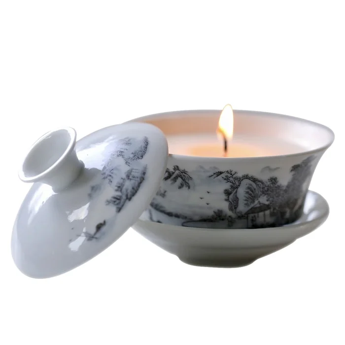 New Chinese Style Bowl Tea Aromatherapy Candle Cedar Mountain Style