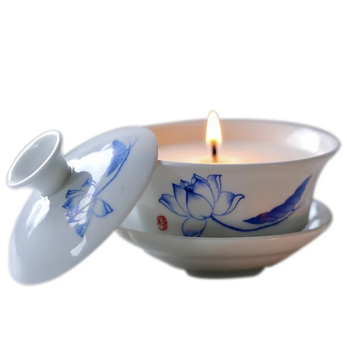 New Chinese Style Bowl Tea Aromatherapy Candle White Peach Oolong Fragrant Lotus Style