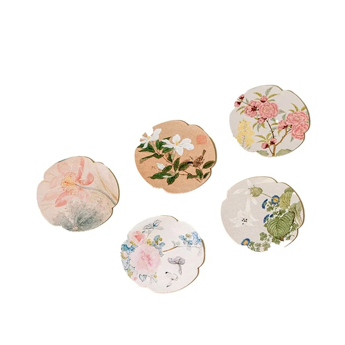 New Chinese Style Fabric Home Insulation Pad With Tencel Printed Coaster Set – Flower Collection F