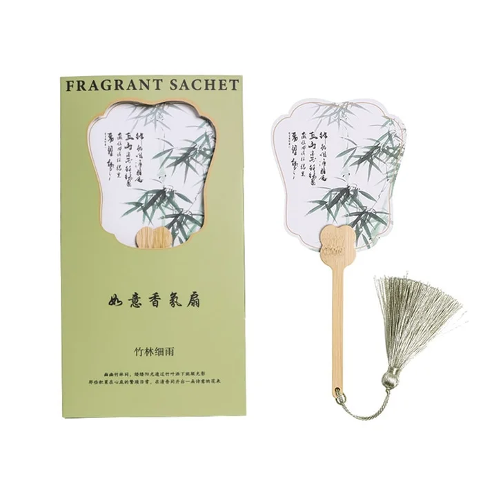 New Chinese Style Small Fan Fragrance Pendant With Aromatherapy Bamboo Forest Drizzle F