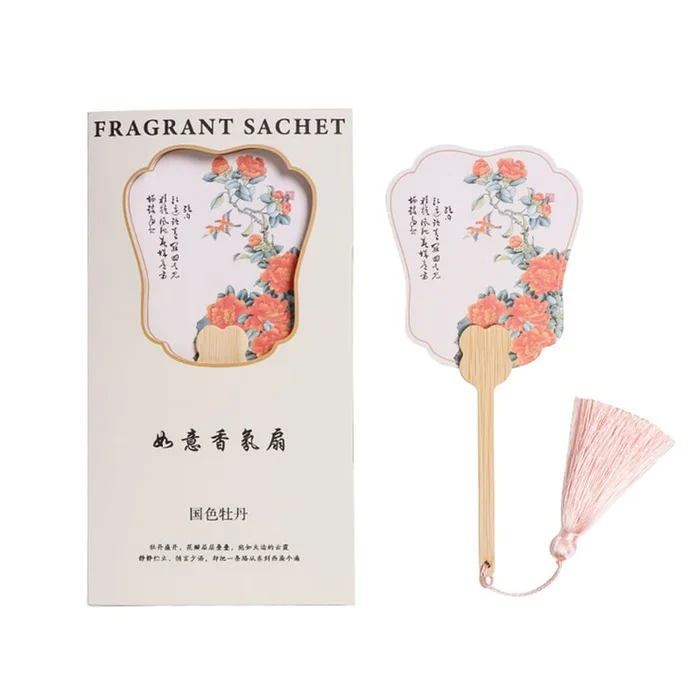 New Chinese Style Small Fan Fragrance Pendant With Aromatherapy National Color Peony F