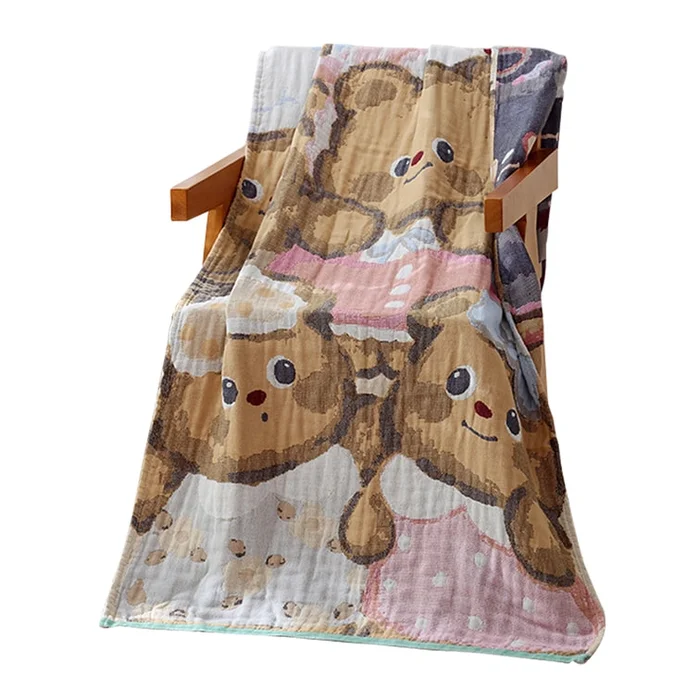 New Cotton Cartoon Covered Blanket Sofa Towel Bath Towel One Manga Bear F
