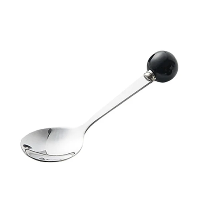 New Cream Style Ceramic Pearl Spoon Black Spoon Set of 5