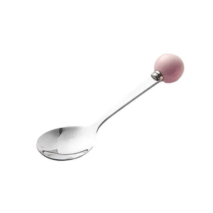 New Cream Style Ceramic Pearl Spoon Cherry Blossom Pink Spoon Set of 5