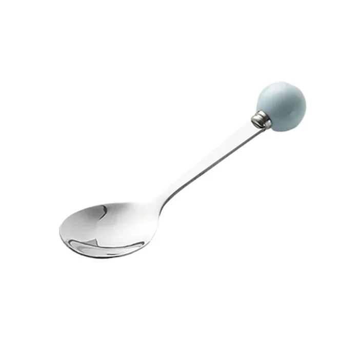 New Cream Style Ceramic Pearl Spoon Sky Blue Spoon Set of 5