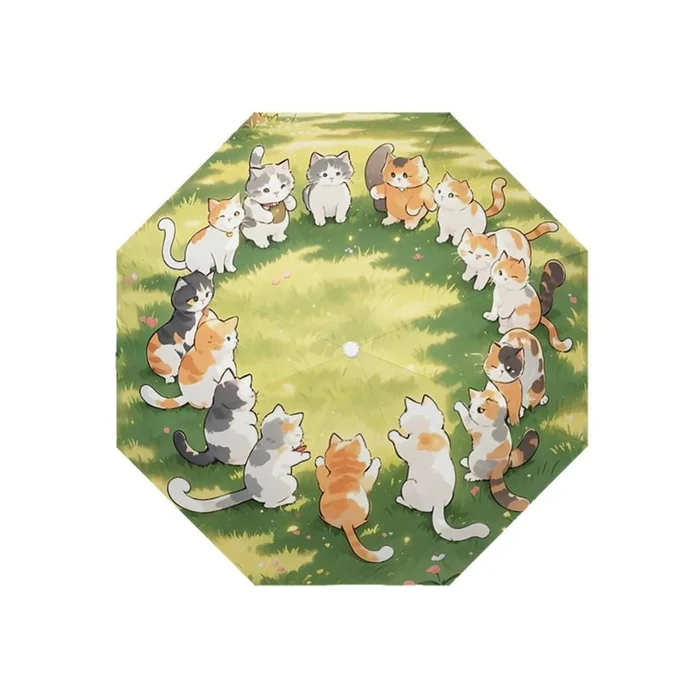 New Cute Cat Rain And Rain Dual-use Uv Resistant Sun Umbrella Cat In A Circle – Manual Version F
