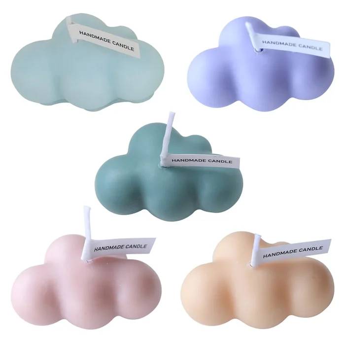 New Cute Cloud Shaped Plant Soy Wax Aromatherapy Candles 5 Combo Champagne+Turquoise+Grey Pink+Purple+Light Blue
