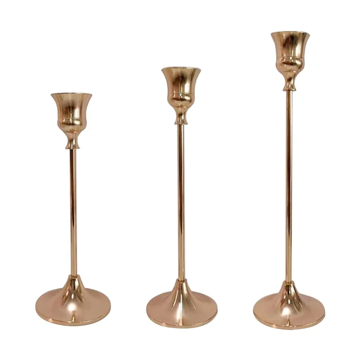 New European Retro Romantic Candle Holder Ornament Rose Gold 3-Piece Set