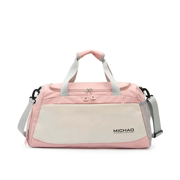 New fashionable large capacity dry wet separation fitness bag short distance travel bag multifunctional bag pink F