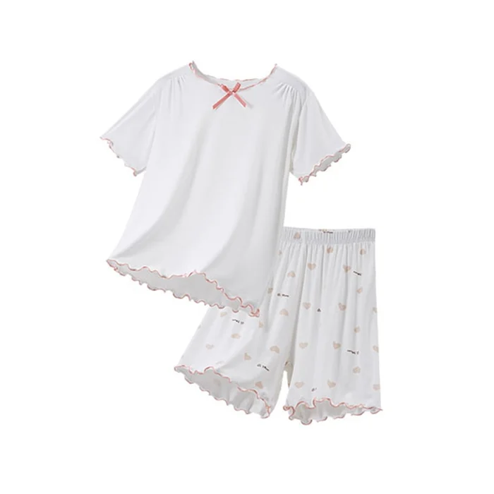 New Girl Air Conditioning Suit Baby Home Suit Set Coconut Milk White (Short Sleeved Shorts) 110
