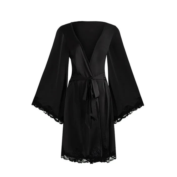 New product: Elegant Sexy Lace Patchwork Slim Fit Nightgown Black M「155cm~168cm」 1 set