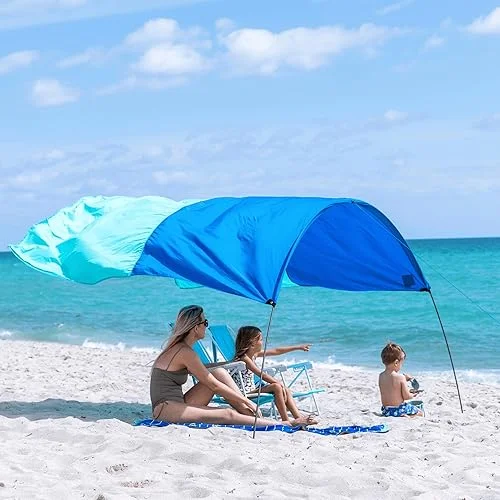 New Shibumi Shade® Mini with Quiet Canopy, The Original Wind-Powered® Beach Shade, Provides 75 Sq. Ft. of Shade, Weighs Only 2 lbs, Sets up in 2 Minutes. World's Best Beach Shade.