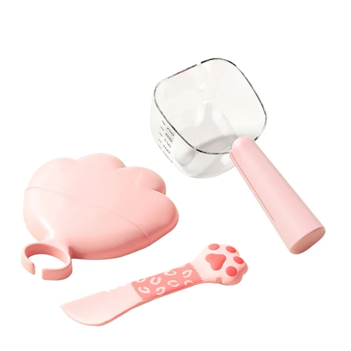 New Silicone 3-Piece Set With Cherry Blossom Powder Grain Spoon+Pink Leopard Canned Spoon+Can Lid F