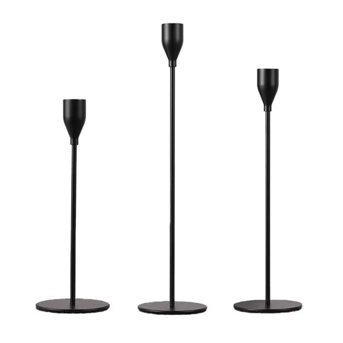 New Simple European Romantic Candlelight Dinner Candlestick Ornament Black 3-Piece Set