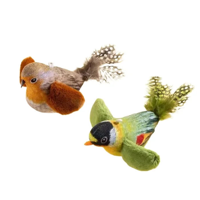 New Simulation Bird Voice Out Toy For Relieving Boredom And Teasing Cats 【Liuying+Bai Luo】Induction Sounder+strong Rope