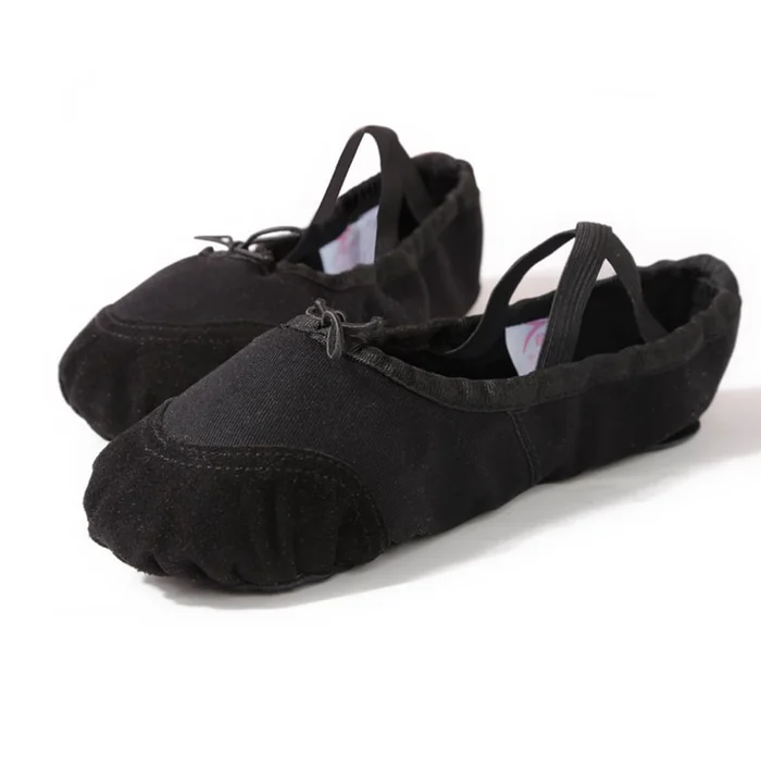 New Soft Bottom Ballet Practice Dance Shoes [Sheepskin Head] Black – Lace up Style 35