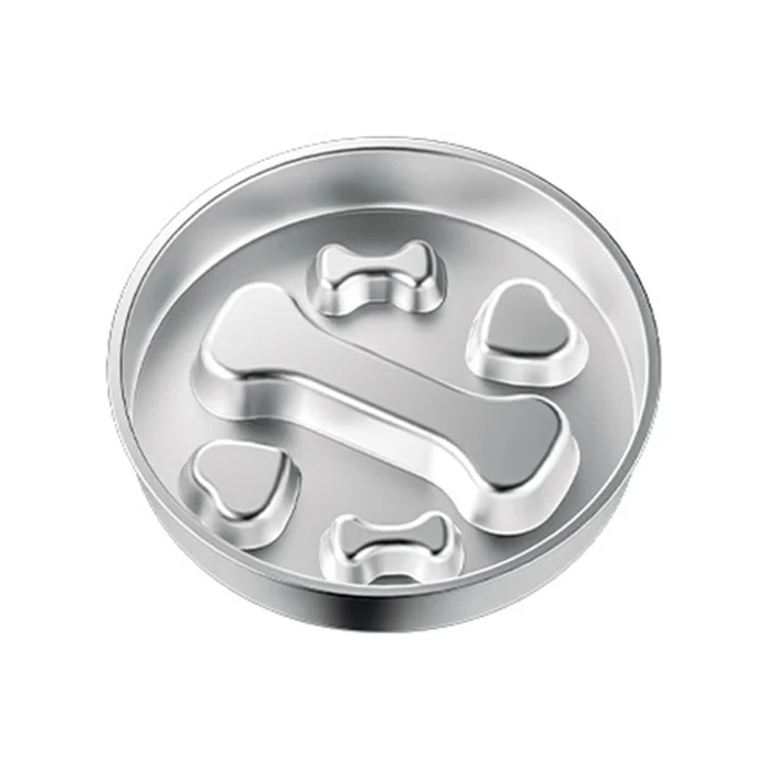 New Stainless Steel Anti Slip And Anti Knock Slow Food Bowl For Cats Dogs Pets Bone Type F