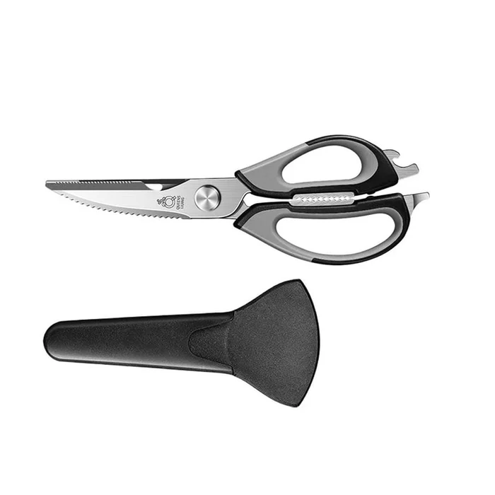 New Stainless Steel Kitchen Scissors Black Multifunctional Kitchen Scissors+Refrigerator Magnetic Knife Cover F