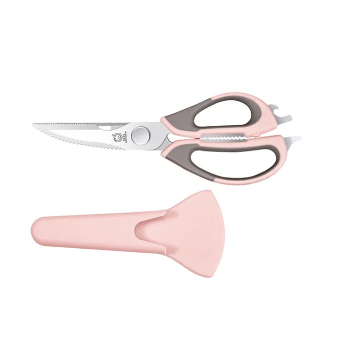 New Stainless Steel Kitchen Scissors Pink Multifunctional Kitchen Scissors+Refrigerator Magnetic Knife Cover F