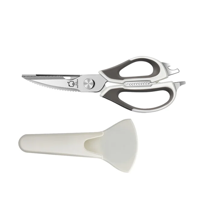 New Stainless Steel Kitchen Scissors White Multifunctional Kitchen Scissors+Refrigerator Magnetic Knife Cover F