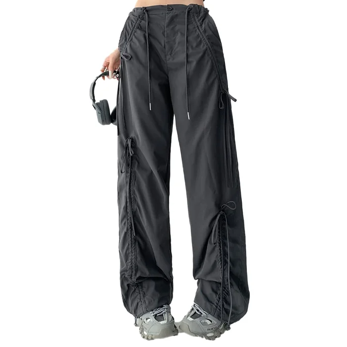 New Sweet Cool Spicy Girl Design Bow Work Pants Dark Grey S