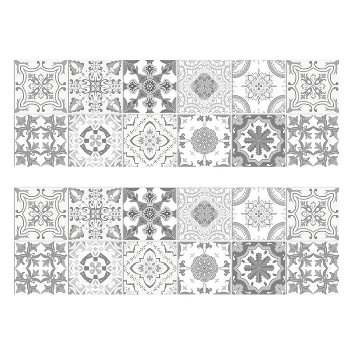 New Tile Self-Adhesive Pvc Waterproof Wall Sticker 24 Pieces Of Black And White 10 * 10cm