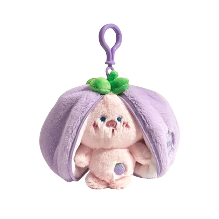 New Transformed Fruit Animal Creative Plush Doll Keychain Bag Pendant Mangosteen F