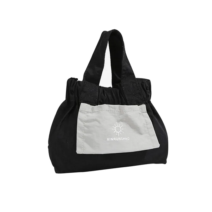 New Waterproof Bucket Handbag with Bundle Mouth Black Mini