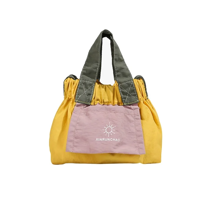 New Waterproof Bucket Handbag with Bundle Mouth Yellow Mini