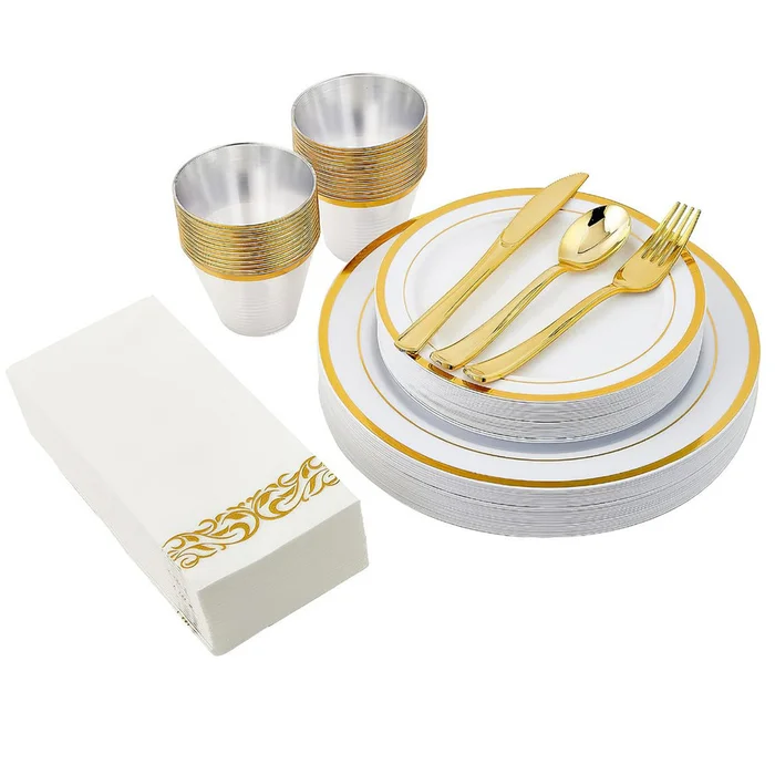 NewHome™ 175-Piece Disposable Gold Dinnerware Set