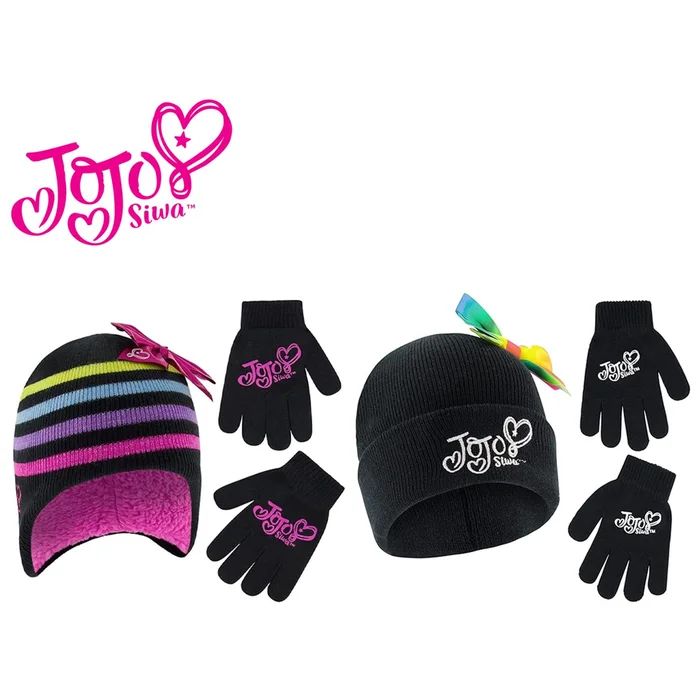 Nickelodeon Jojo Siwa Girls' Winter Hat & Gloves Set (Size 4-7Y)