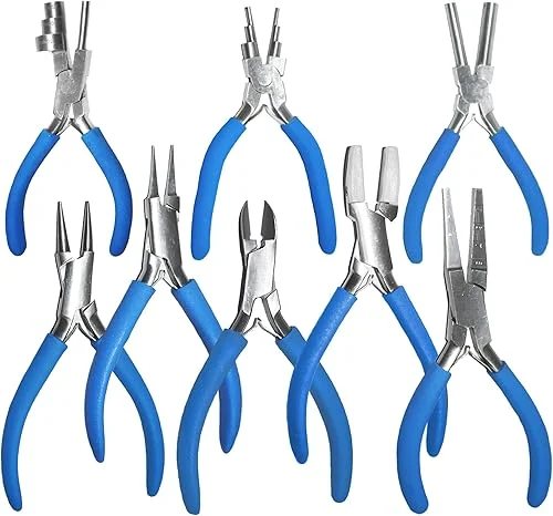 NK eShop 8Pcs Jewelry Plier Set Needle Nose Pliers Snap Ring Pliers Bracelet Making Kit Jewelry Making Kit Jewelry Beading Repair Making Bead Pliers Kit for Necklaces Bracelets Earrings & More