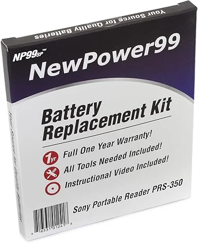 NP99sp NewPower99 Battery Replacement Kit with Battery, Video Instructions and Tools for Sony PRS-350