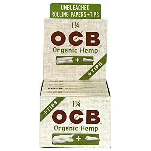 OCB Organic Hemp Papers & Tips – 1 1/4″ 24 Count Display