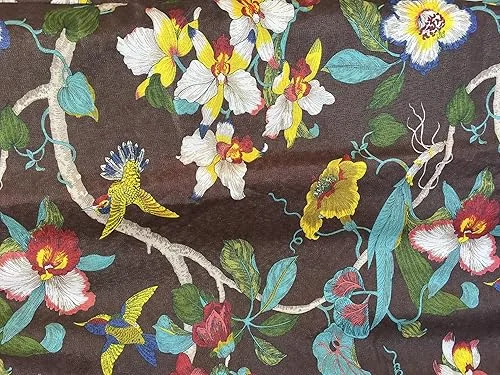 OctoRose Full Size 3 Side Zipper Linen Printing Birds Brown Futon Cover Sofa DayBed Couch Mattress Slipcover (Linen-Birds-Brown, Full Size)