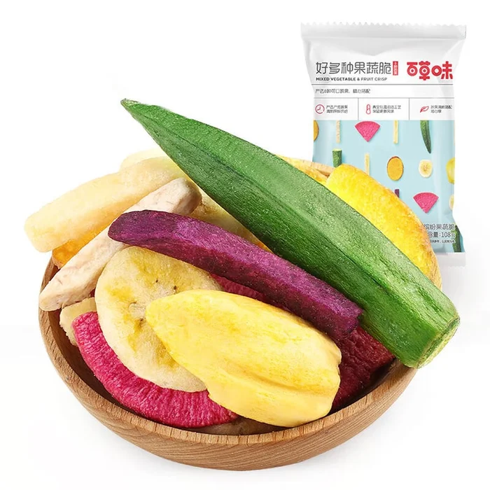 offers many kinds of vegetable and fruit crisps (108g)