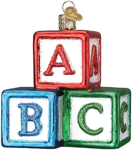 Old World Christmas ABC Blocks Blown Glass 2020 Unique Christmas Ornaments for Christmas Tree Decorations