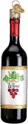 Old World Christmas Glass Blown Ornament Red Wine Bottle (32291)