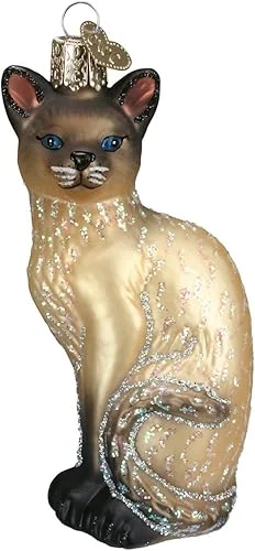 Old World Christmas Ornaments Tan Siamese Cat Glass Blown Ornaments for Christmas Tree