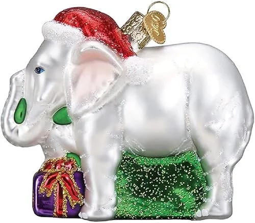 Old World Christmas Ornaments White Elephant Glass Blown Ornaments for Christmas Tree