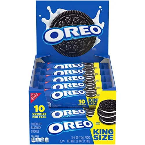 OREO Chocolate Sandwich Cookies, Original Flavor, 10 King Size Snack Packs