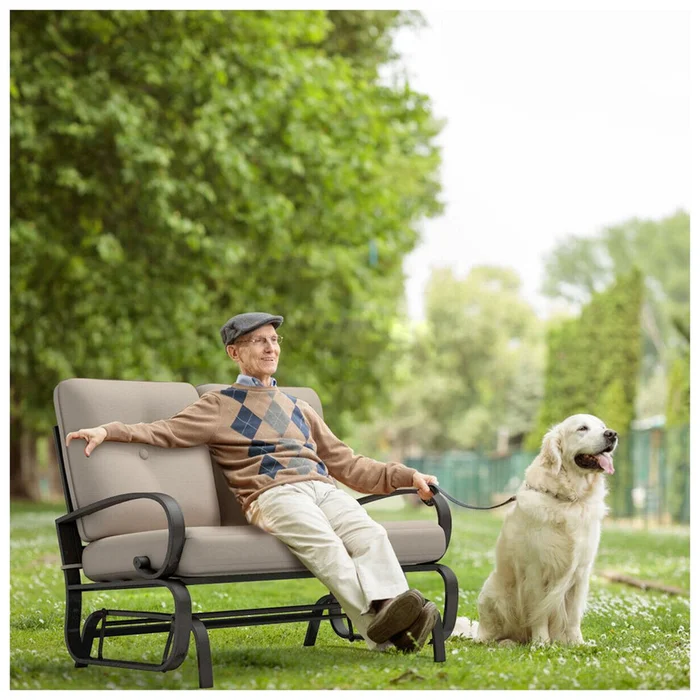 Outdoor Glider Rocker Loveseat Patio Bench with Cushions